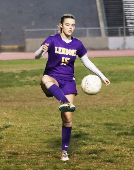 Lemoore's Cambree Fortune intercepts a pass in 1-0 loss to Tulare Western this week.